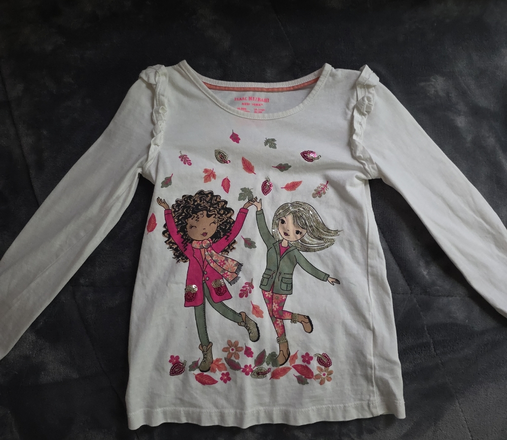 Isaac Mizrahi Kids' Cream Long Sleeve Shirt with Dancing Friends